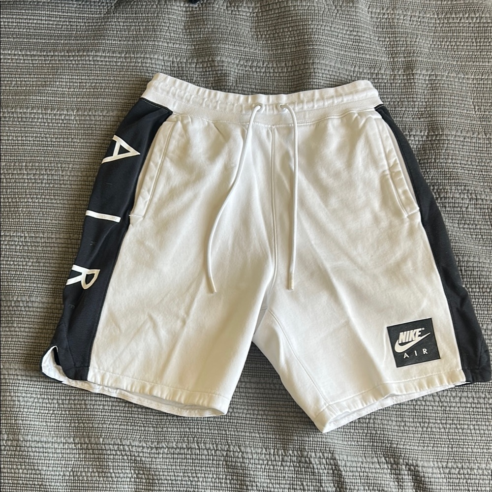 Nike White and Black Athletic Shorts with Air Branding